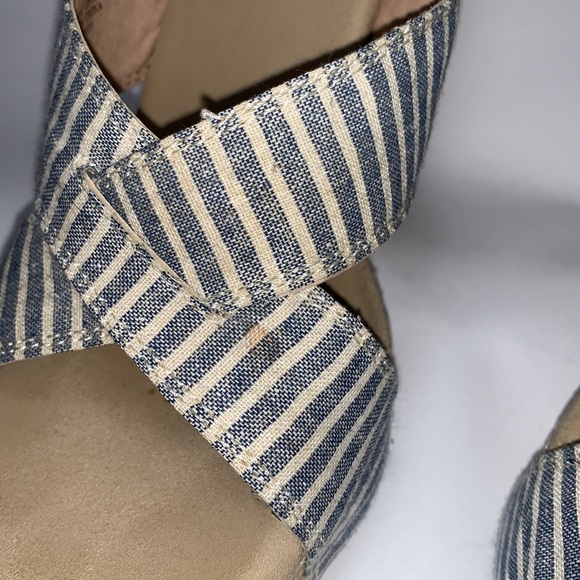 Splendid Striped Blue & White Canvas Espadrille Wedge Sandals Size 8 - Picture 9 of 11